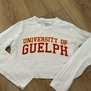 University of Guelph White Long Sleeve Crop Top